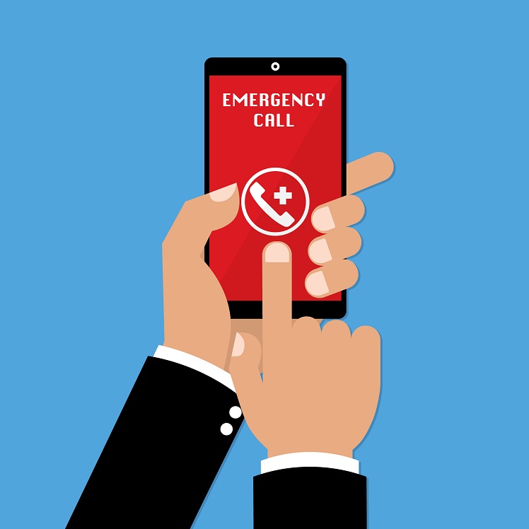 Appel urgence - Téléassistance - Bouton d'appel - Smartphone connecté